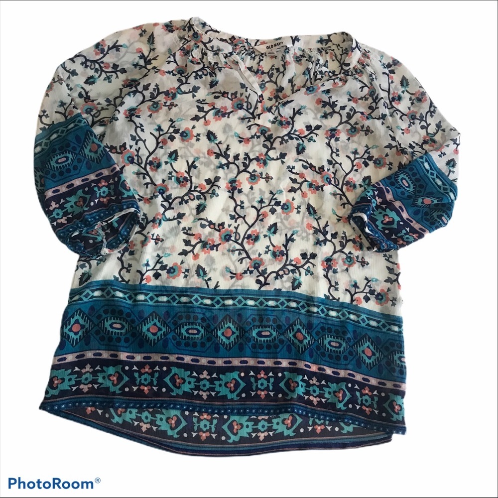 Old Navy sheer flower shirt small